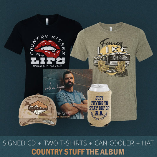 Country Stuff Signed CD, both shirts, hat, cooler